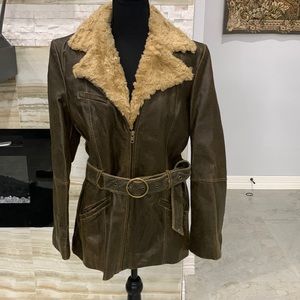 Authentic Vintage Leather St. John’s Bay Jacket With Belt. Size M